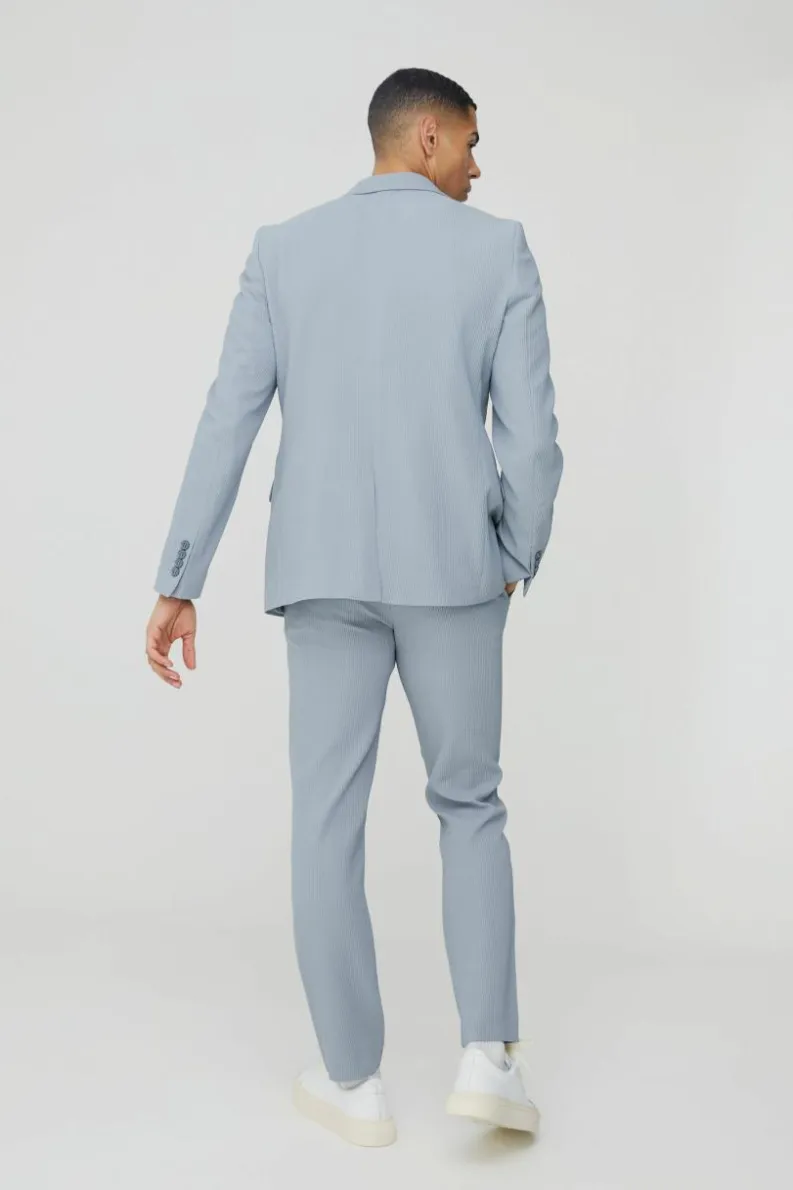 Clearance boohoo Slim Fit Pleated Suit grey
