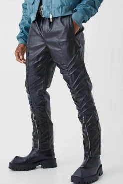 Clearance boohooMAN Slim Fit Stacked Pu Zip Hem Trouser black