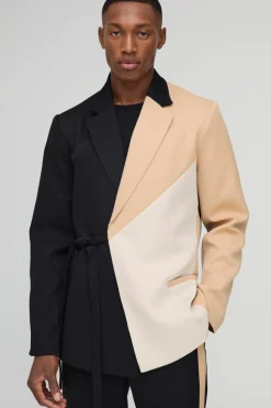 Flash Sale boohooMAN Slim Fit Wrap Panel Blazer black