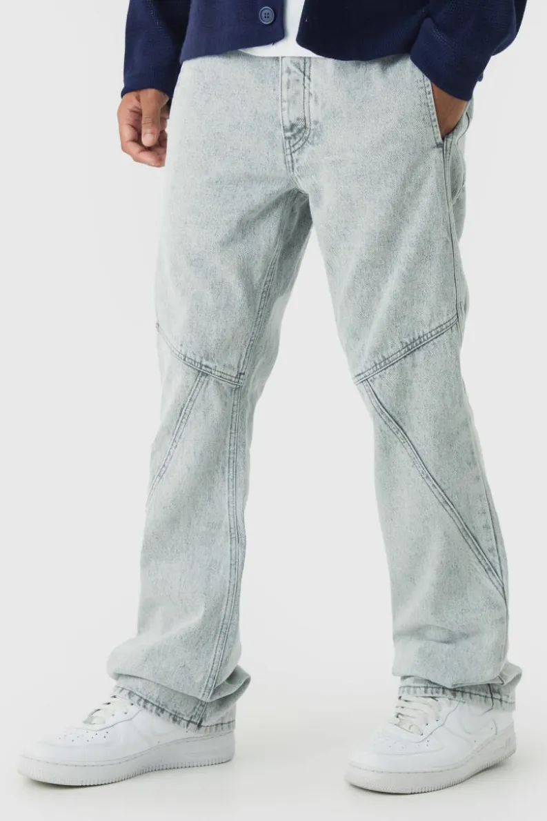 Flash Sale boohooMAN Slim Flared Panelled Jeans light grey