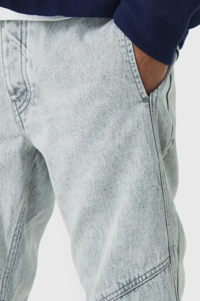 Flash Sale boohooMAN Slim Flared Panelled Jeans light grey