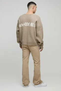 Flash Sale boohooMAN Slim Flared Stacked Tonal Gusset Jeans beige