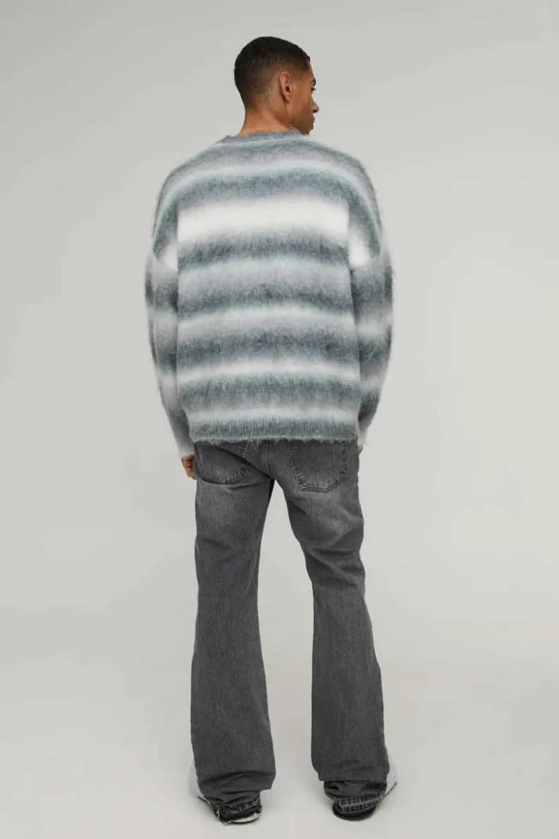 Best boohooMAN Slim Flared Stacked Tonal Gusset Jeans mid grey