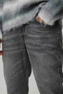 Best boohooMAN Slim Flared Stacked Tonal Gusset Jeans mid grey