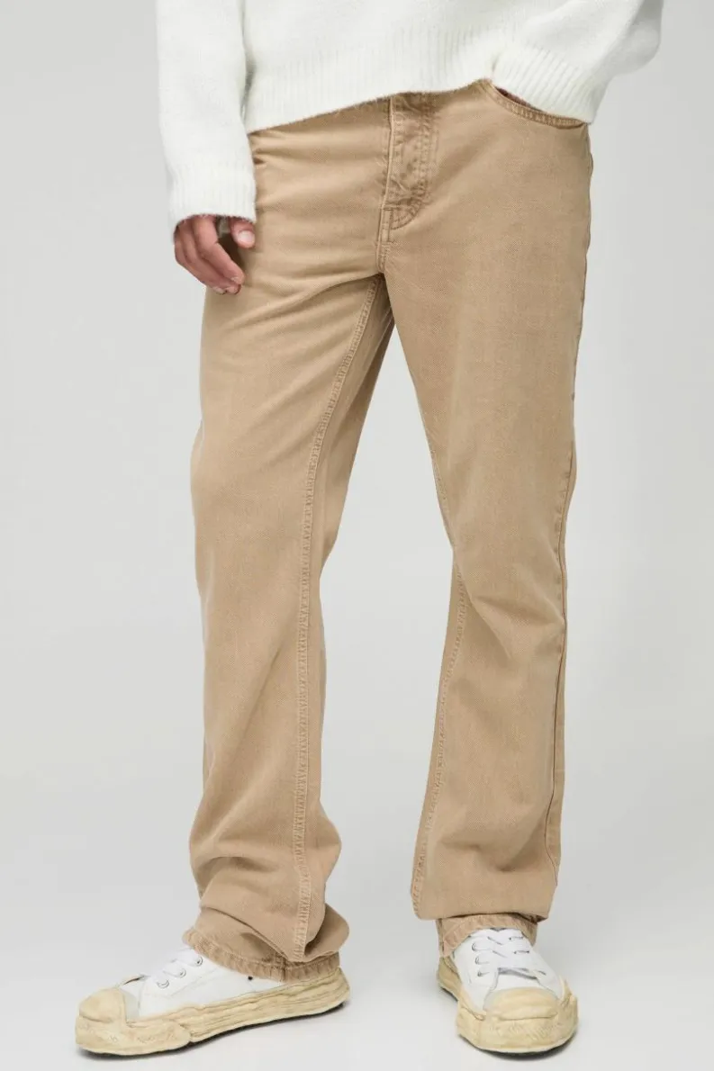 Best Sale boohooMAN Slim Flared Stacked Washed Jeans light brown