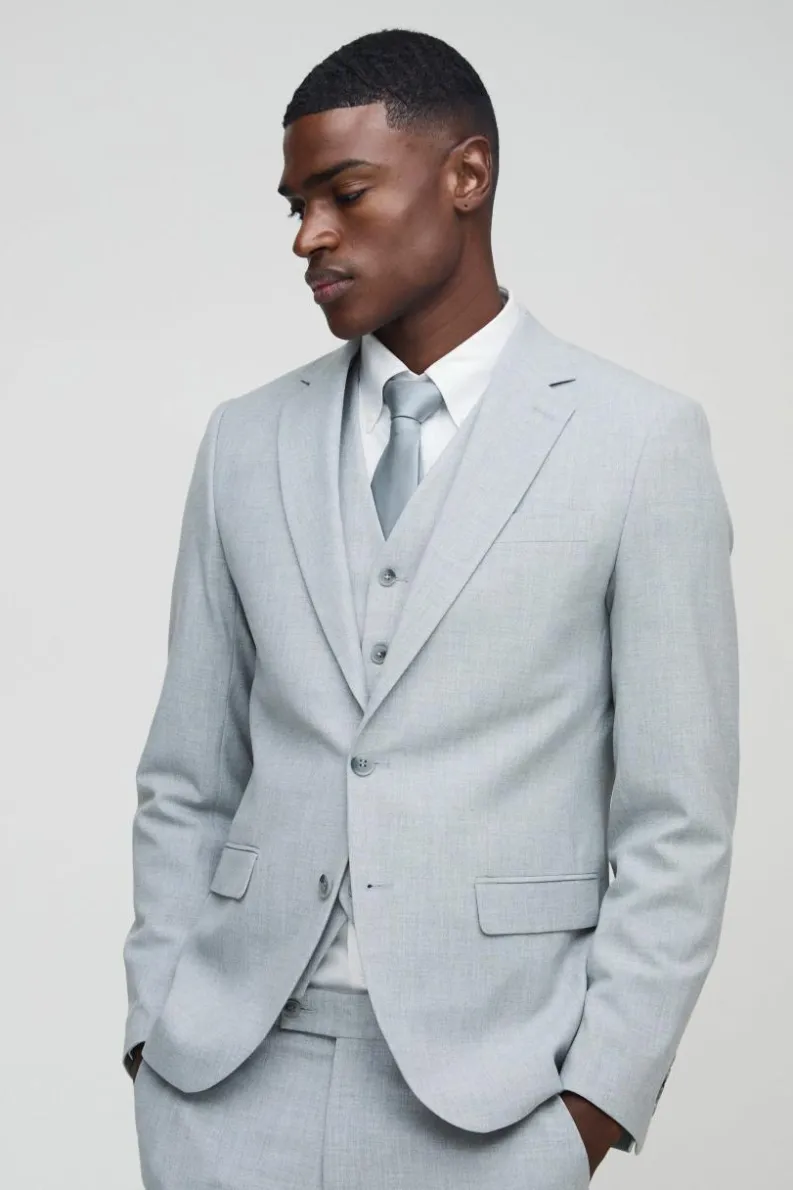 Online boohooMAN Slim Single Breasted Jacket grey