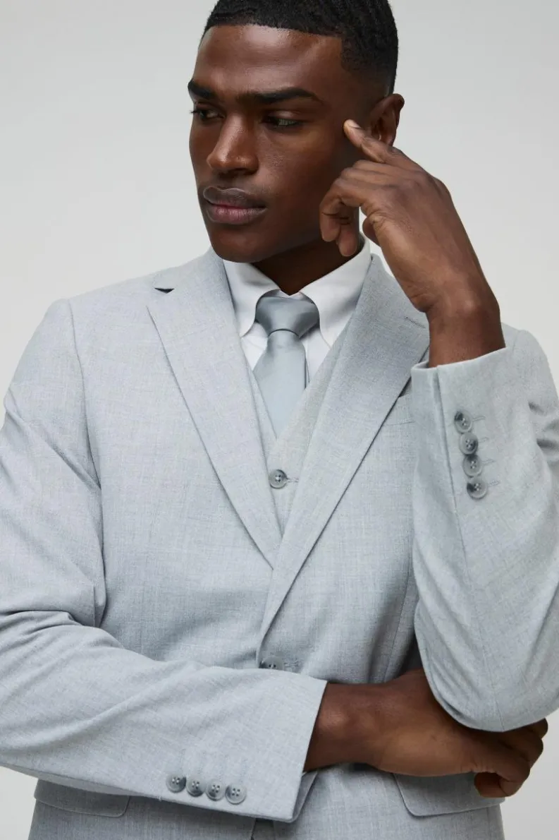 Online boohooMAN Slim Single Breasted Jacket grey