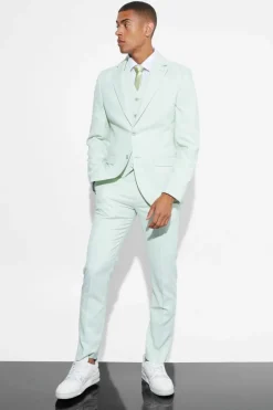 Best boohooMAN Slim Micro Texture Suit Jacket light green