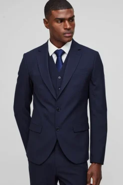 Store boohooMAN Slim Single Breasted Jacket navy