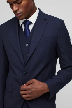 Store boohooMAN Slim Single Breasted Jacket navy
