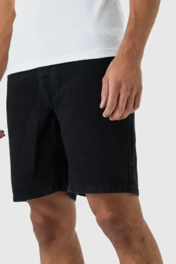 Best boohooMAN Slim Rigid Denim Shorts In Black true black