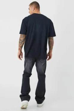 Clearance boohooMAN Slim Rigid Flare Jean washed black