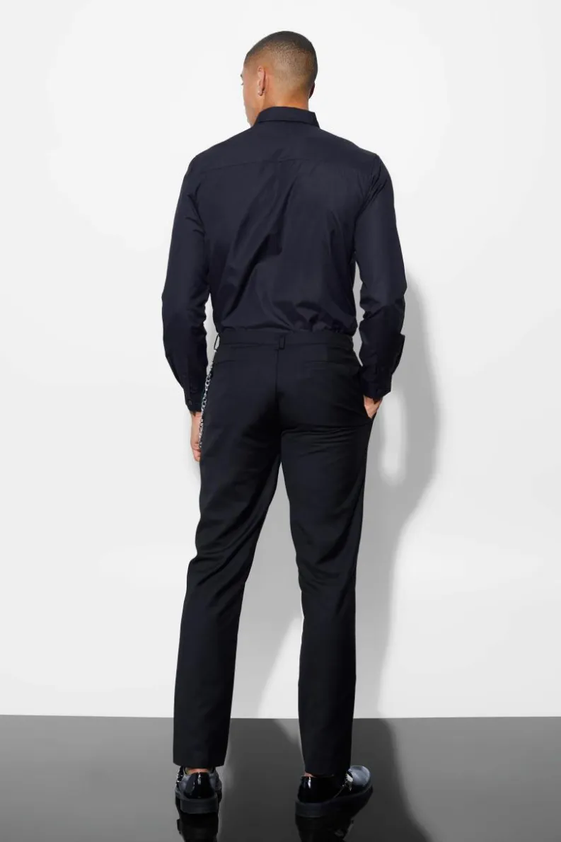 Outlet boohooMAN Slim Side Panel Suit Trousers green