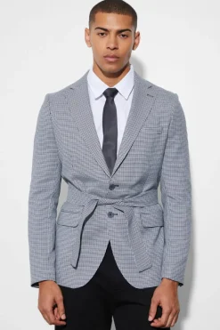 Best boohooMAN Slim Single Breasted Blazer With Belt black