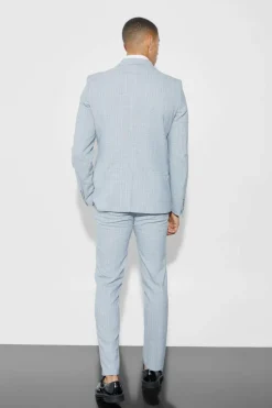 Hot boohooMAN Slim Single Breasted Checked Blazer light grey