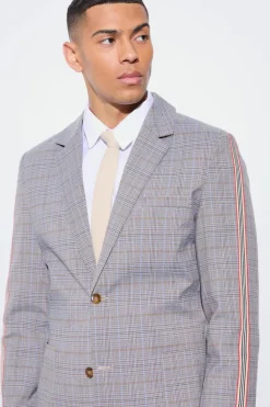 Online boohoo Slim Single Breasted Check Suit grey