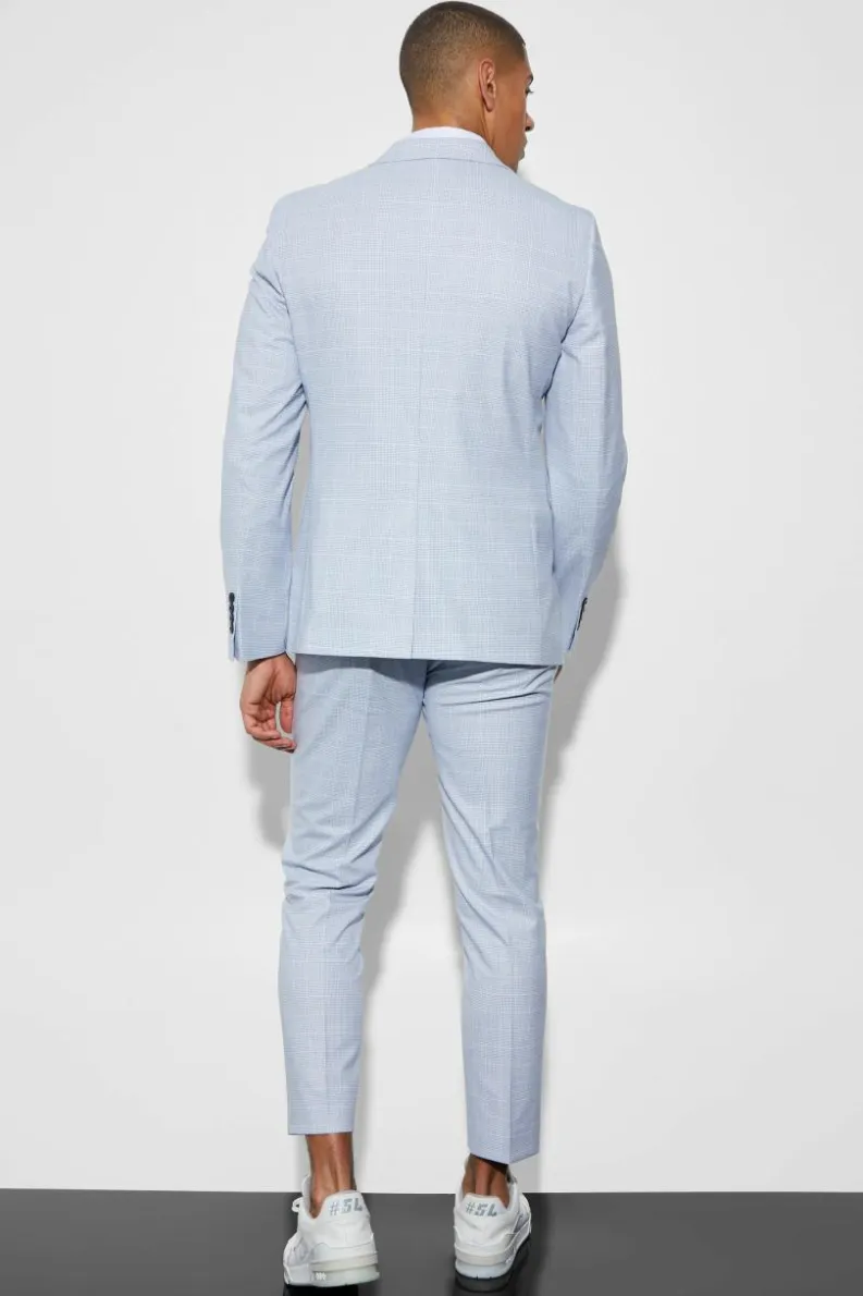 Flash Sale boohooMAN Slim Single Breasted Micro Check Suit Jacket ecru