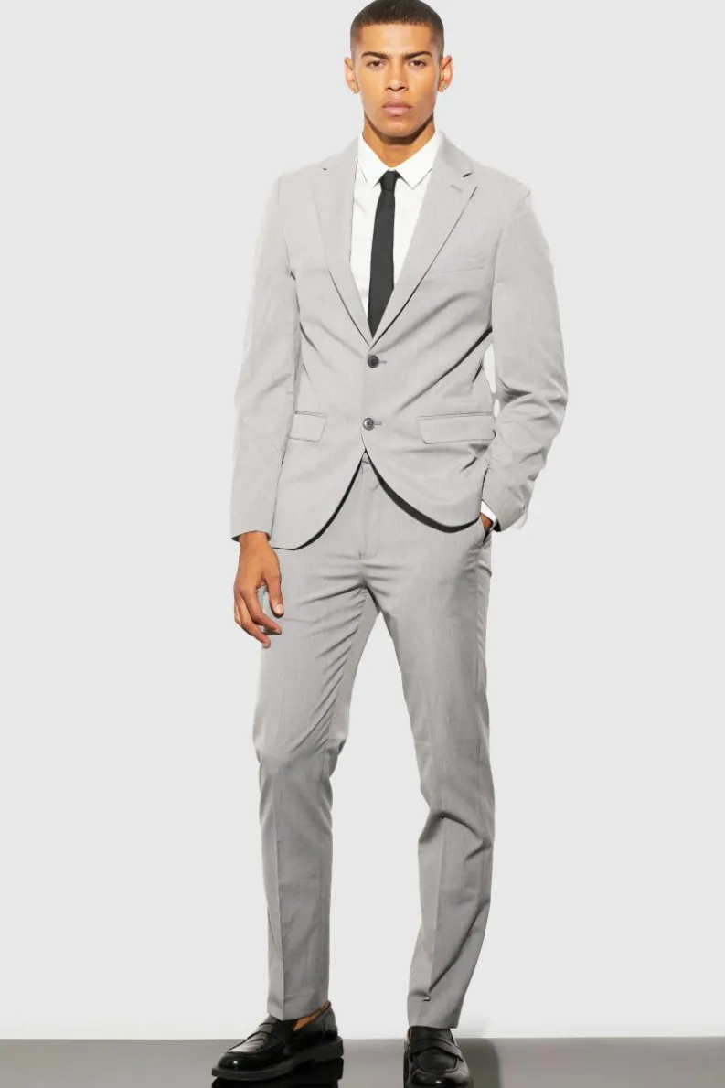New boohooMAN Slim Single Breasted Suit Jacket grey