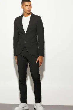Store boohooMAN Slim Suit Trousers black