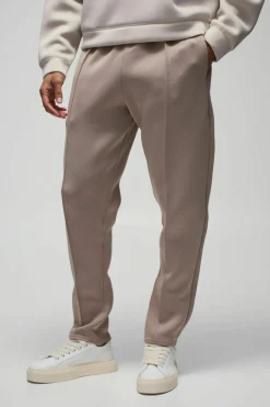 Cheap boohooMAN Slim Tapered Bonded Scuba Jogger taupe