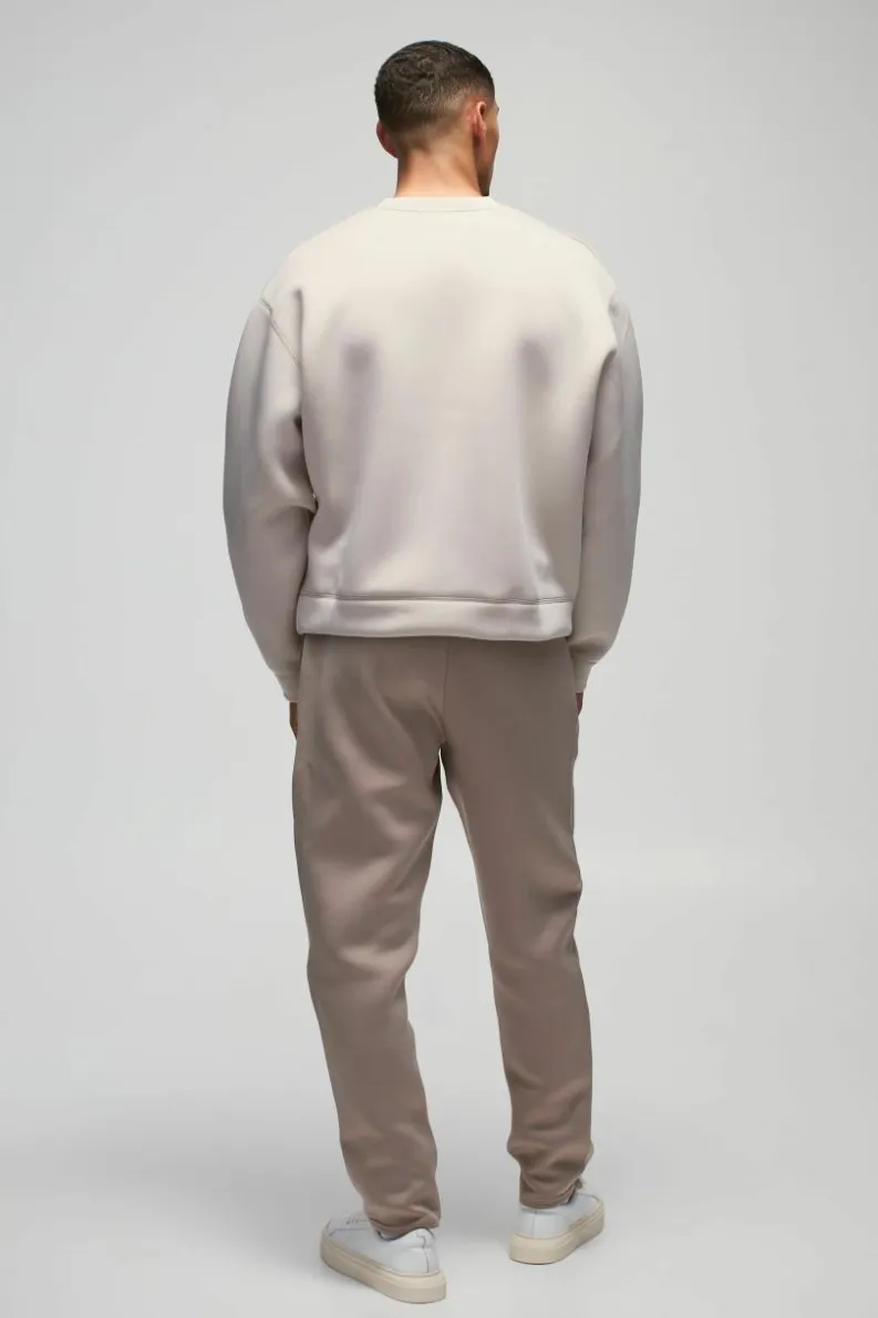 Cheap boohooMAN Slim Tapered Bonded Scuba Jogger taupe