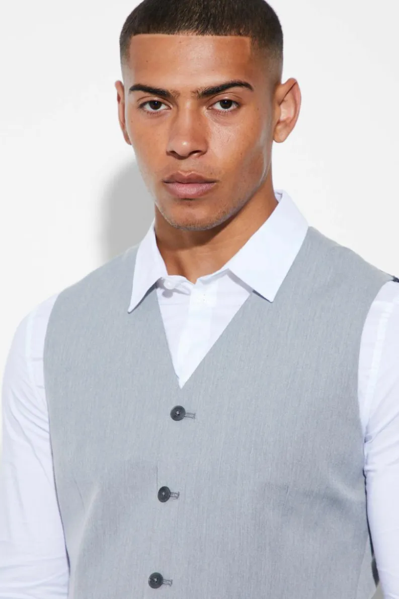 Outlet boohoo Slim Three Piece Suit grey