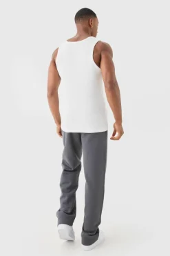Store boohooMAN Slim Waffle Vest white