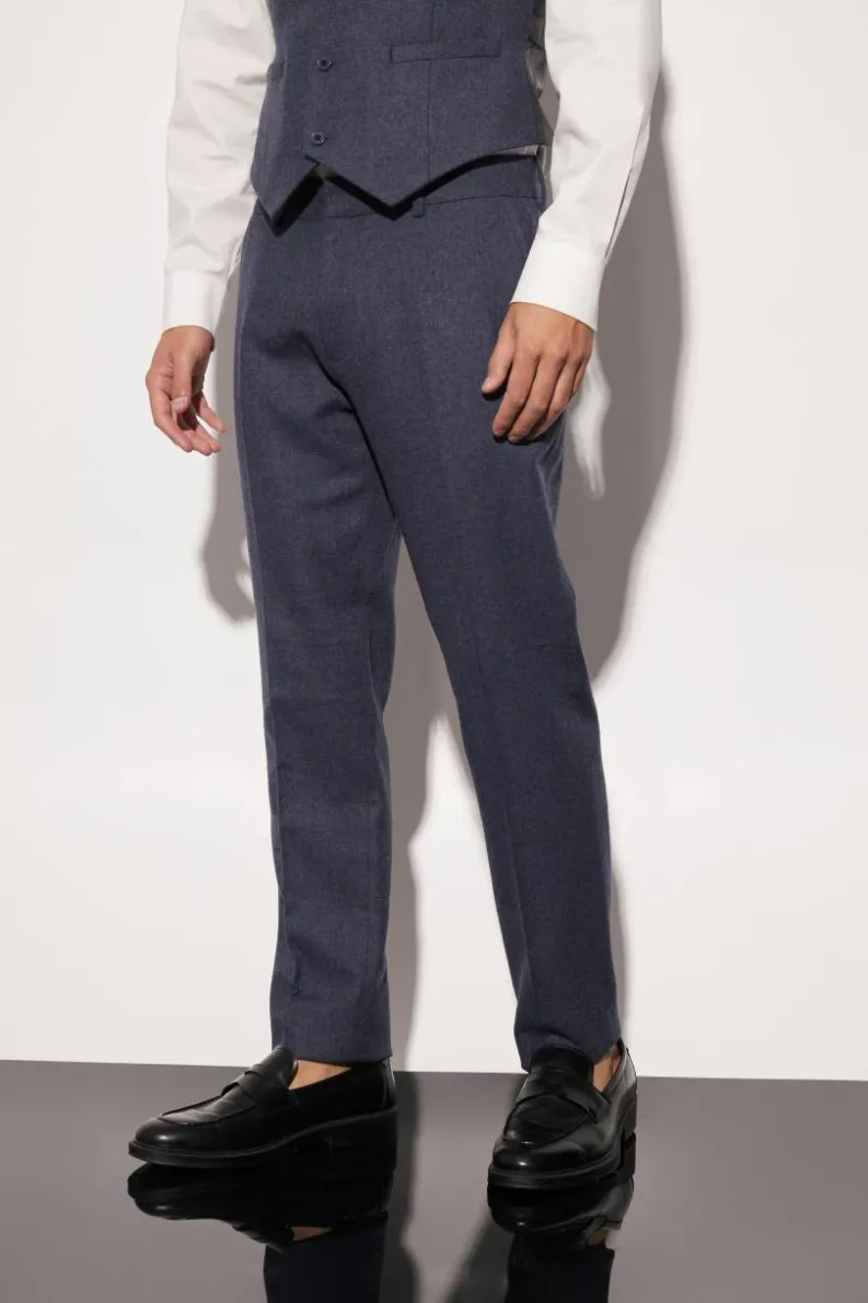 Cheap boohoo Slim Wool Tweed Suit navy