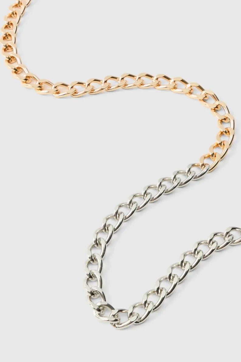 New boohooMAN Spliced Chain Necklace silver