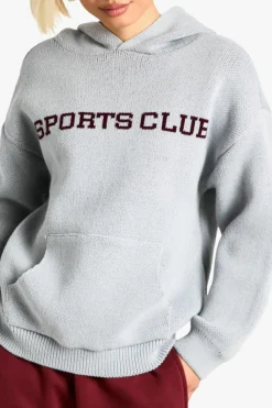 Best boohoo Sports Club Oversized Knitted Hoody grey
