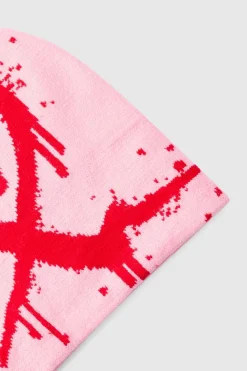 Outlet boohooMAN Spray Heart Graphic Beanie pink