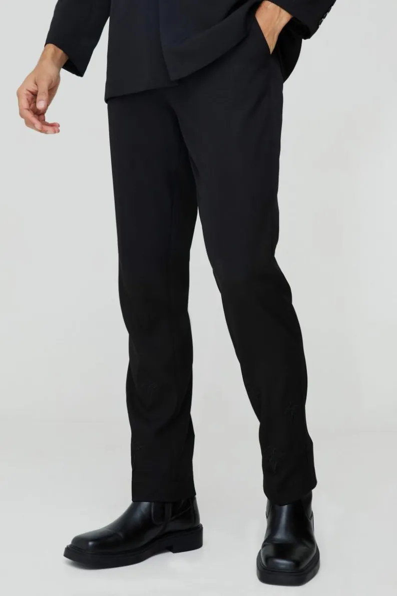 New boohoo Straight Fit Cross Applique Blazer & Trouser Suit black