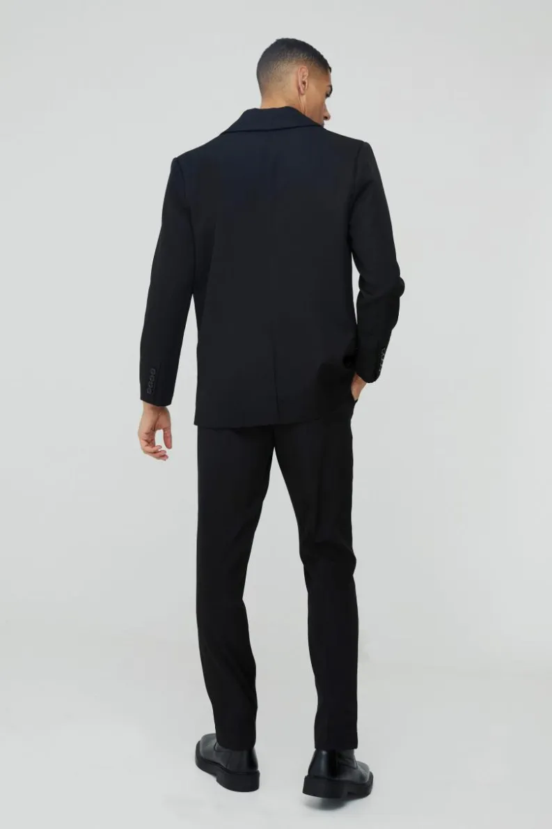 New boohoo Straight Fit Cross Applique Blazer & Trouser Suit black
