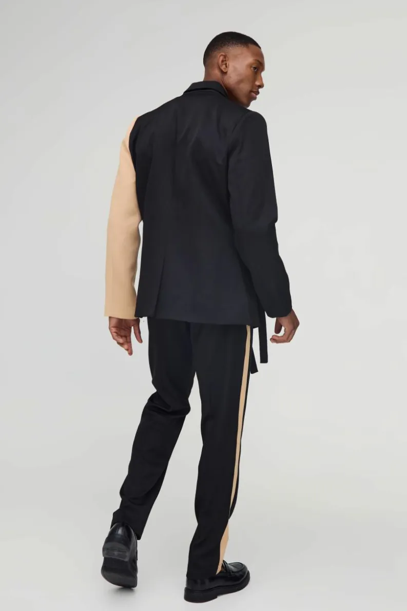 Outlet boohoo Straight Fit Cross Applique Blazer & Trouser black