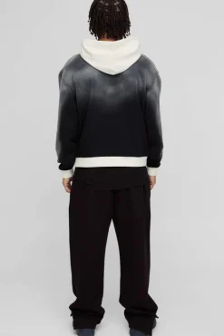 Outlet boohooMAN Straight Fit Homme Print Split Hem Jogger black