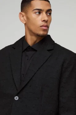 Outlet boohoo Straight Fit Jacquard Suit black