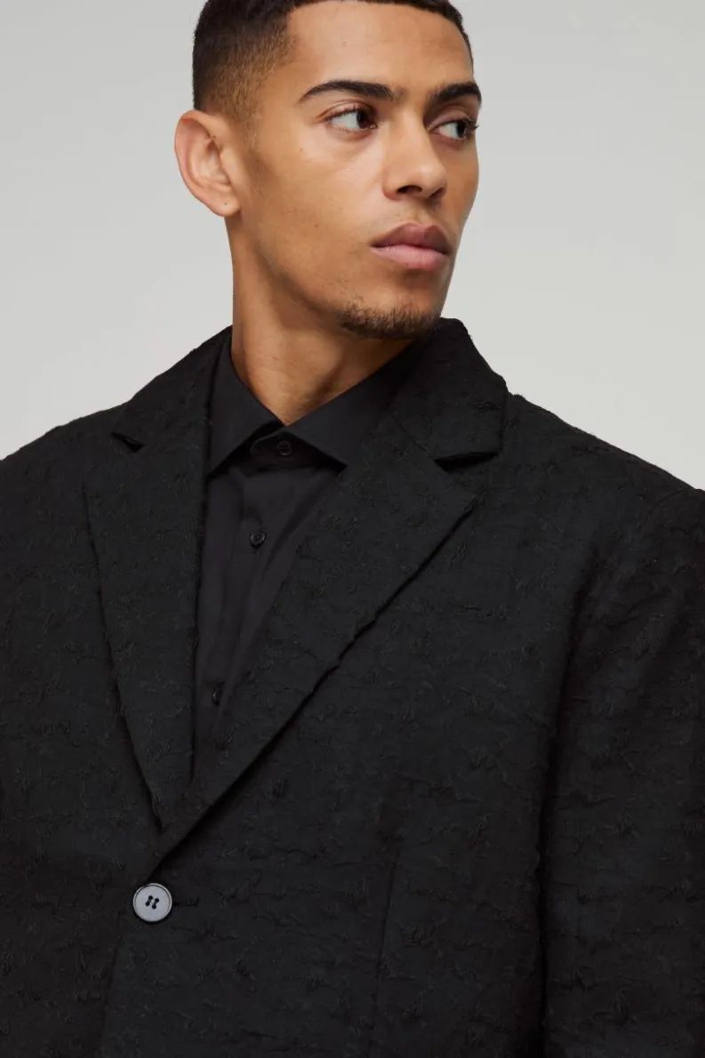 Outlet boohoo Straight Fit Jacquard Suit black