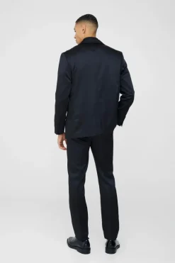 Cheap boohooMAN Straight Fit Satin Blazer black