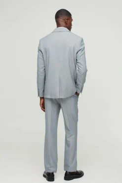 Outlet boohooMAN Straight Fit Stipe Texture Blazer grey