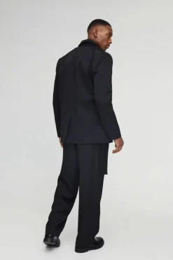 Flash Sale boohoo Straight Fit Wrap Front Blazer & Trouser Suit black