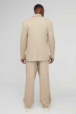 Online boohoo Straight Fit Wrap Front Blazer & Trouser Suit stone