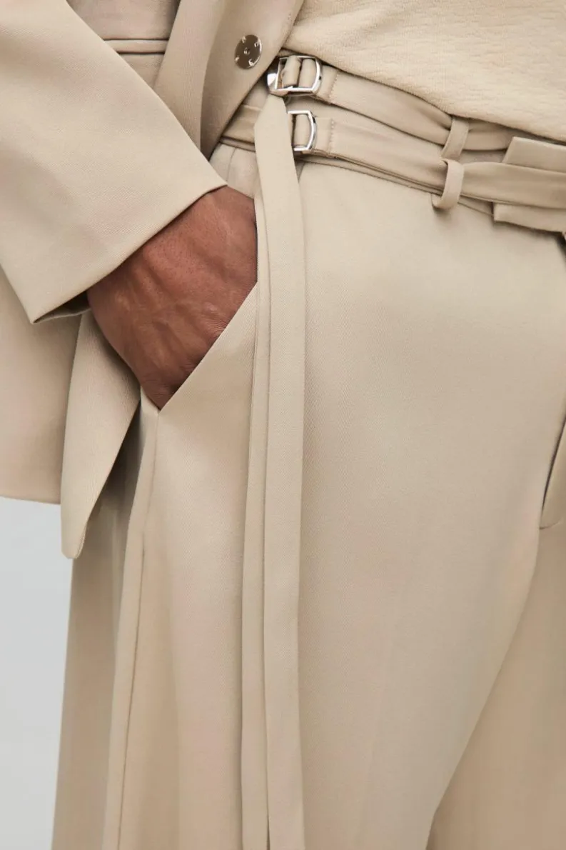 Online boohoo Straight Fit Wrap Front Blazer & Trouser Suit stone