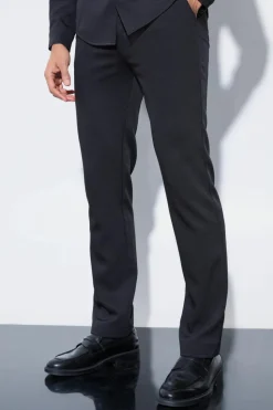 Discount boohooMAN Straight Fixed Waist Tailored Trouser black
