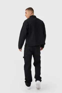 Cheap boohooMAN Straight Leg Carpenter Black Jeans true black