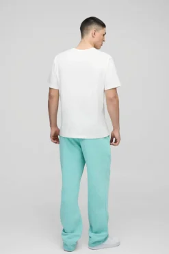 Flash Sale boohooMAN Straight Leg Distressed Washed Jogger blue