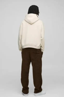 New boohooMAN Straight Leg Teddy Borg Joggers chocolate