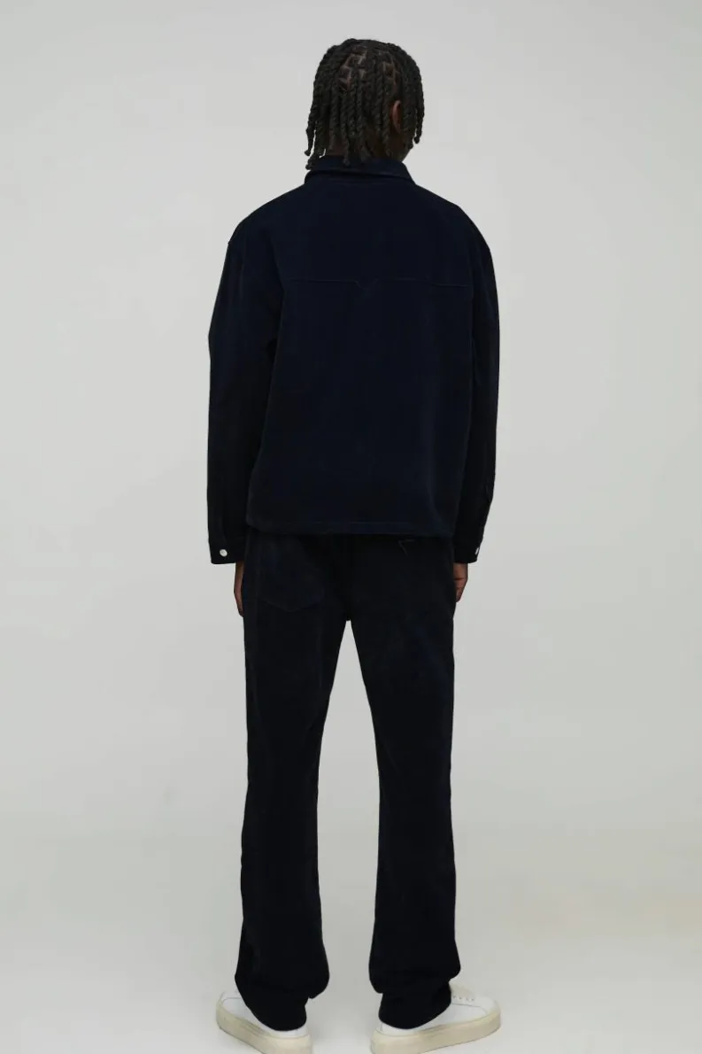 Flash Sale boohooMAN Straight Leg Velvet Denim Jeans navy