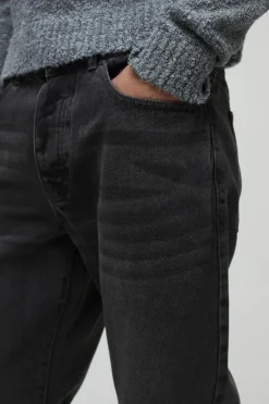 Store boohooMAN Straight Rigid Jean charcoal