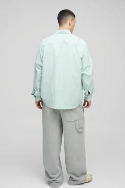 Hot boohooMAN Super Oversized Long Sleeve Stripe Shirt green