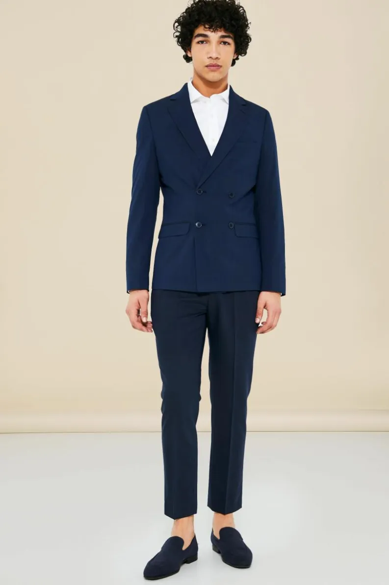 Store boohooMAN Super Skinny Double Breasted Suit Jacket navy